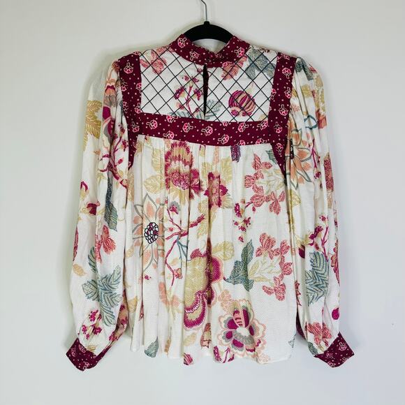 Anthropologie Let Me Be Quilted Floral Blouse size xs - Picture 7 of 10